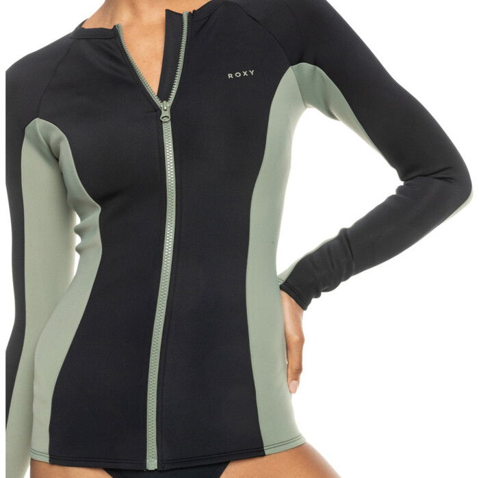 2024 Roxy Pro Wave Front Zip Rash Vest ERJWR03755 - Anthracite